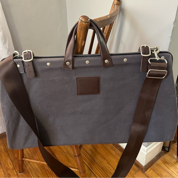 Line of Trade Canvas Weekender Bag Unisex Large Grey Duffle Bag - Picture 4 of 10